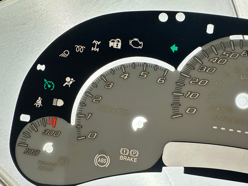 Close up of 2006-07 Silverado Sierra Tahoe Yukon White gauge face 
