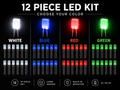  GM Gauge Cluster LED light kit color options: white, blue, red, and green. 12 pieces