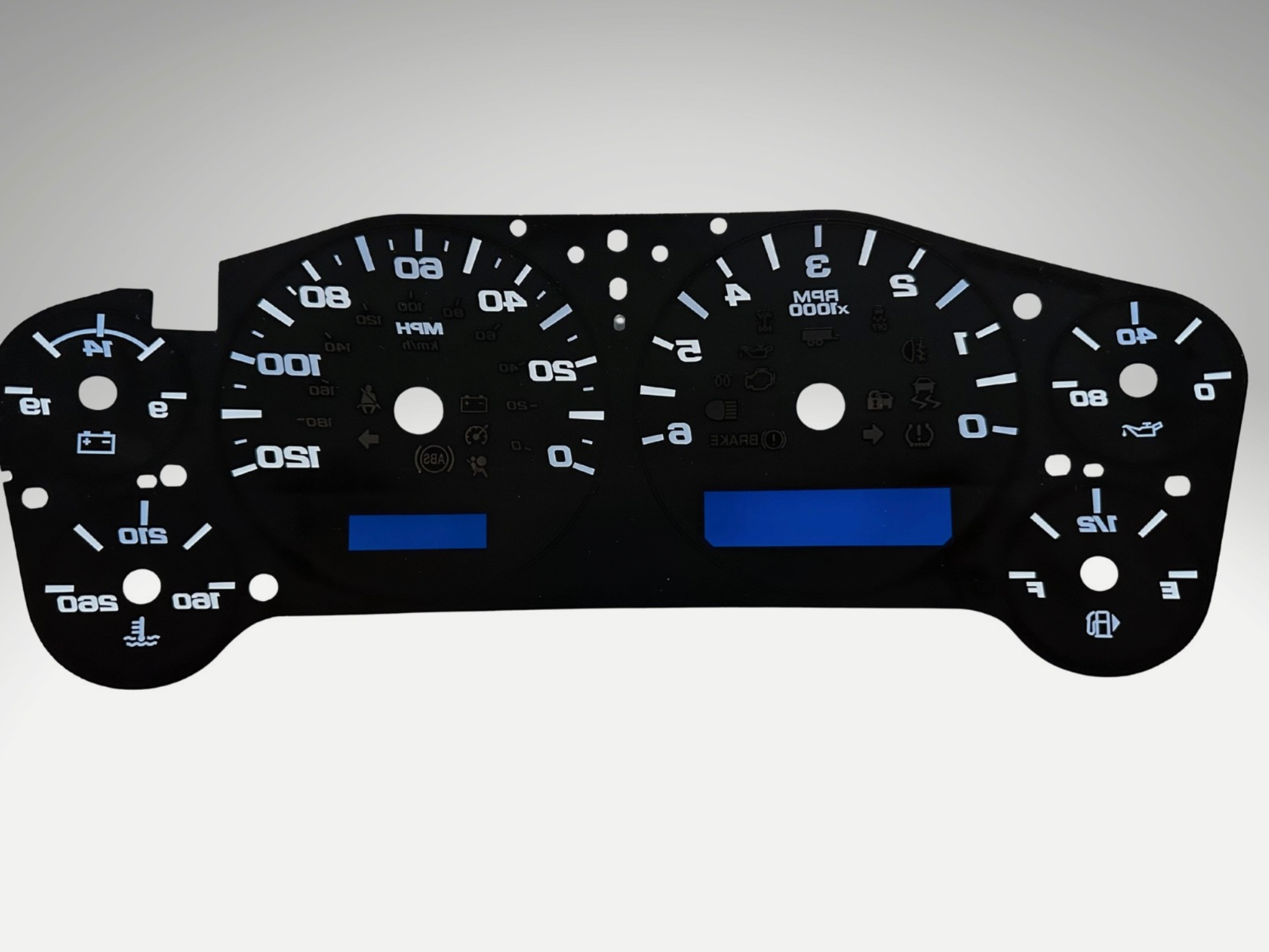 Custom White Gauge Face Overlay 2007-2013 Silverado Sierra Tahoe Gas Clusters