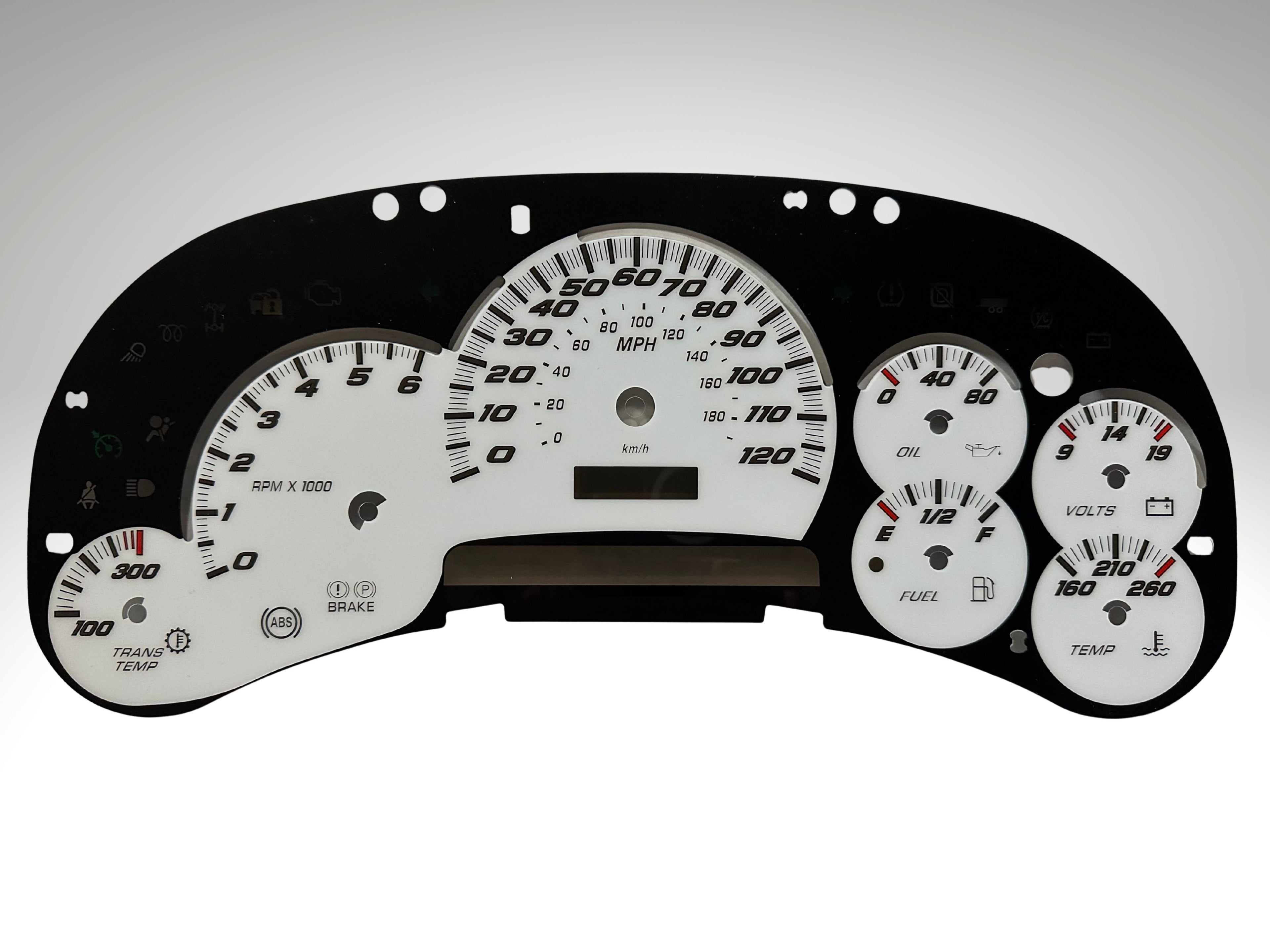Silverado SS Gauge Face Overlay GM Clusters 03-05 Gas LED Edition
