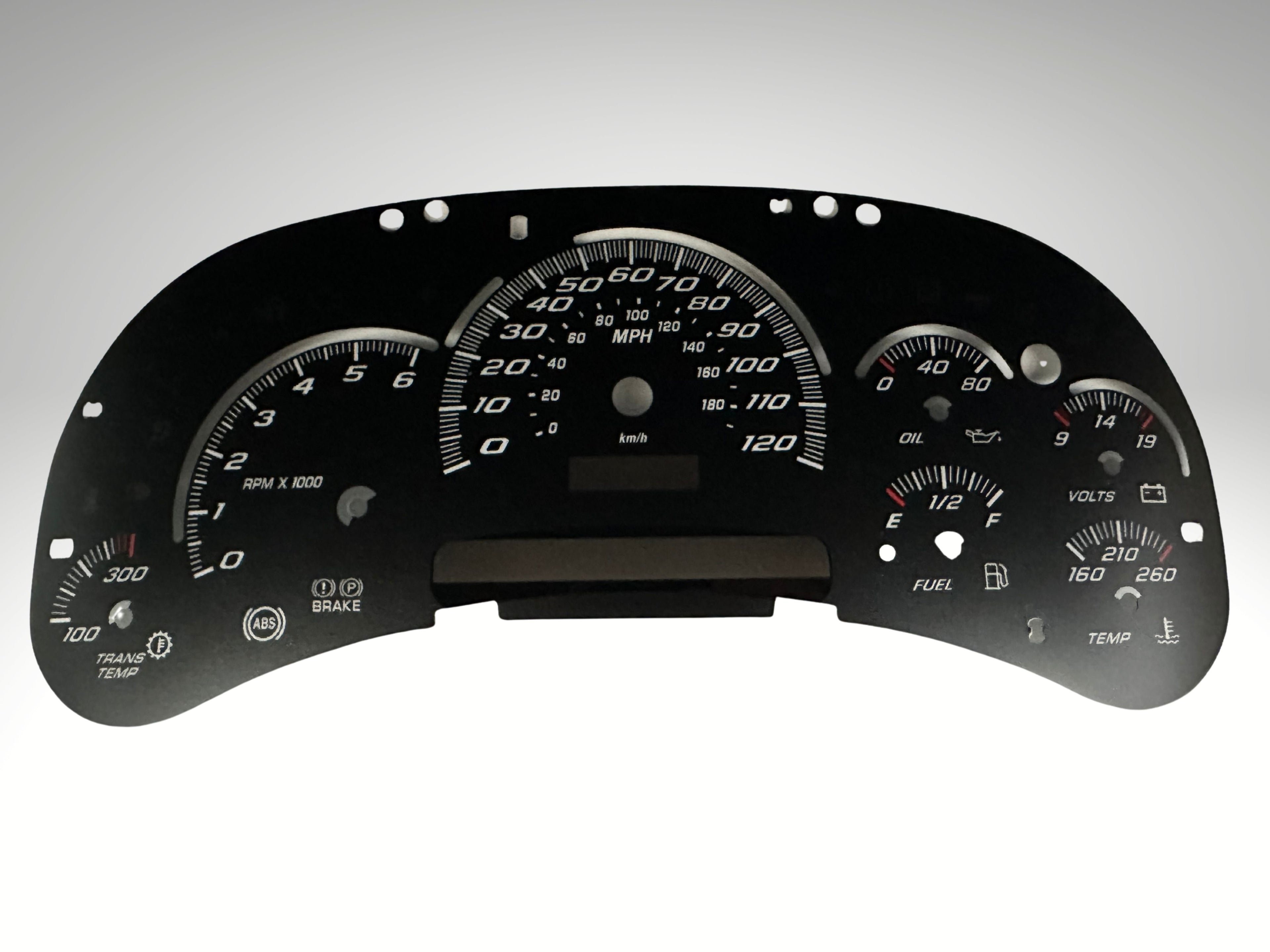Silverado SS Black Edition Gauge Face Overlay GM Clusters 03-05 Gas LED