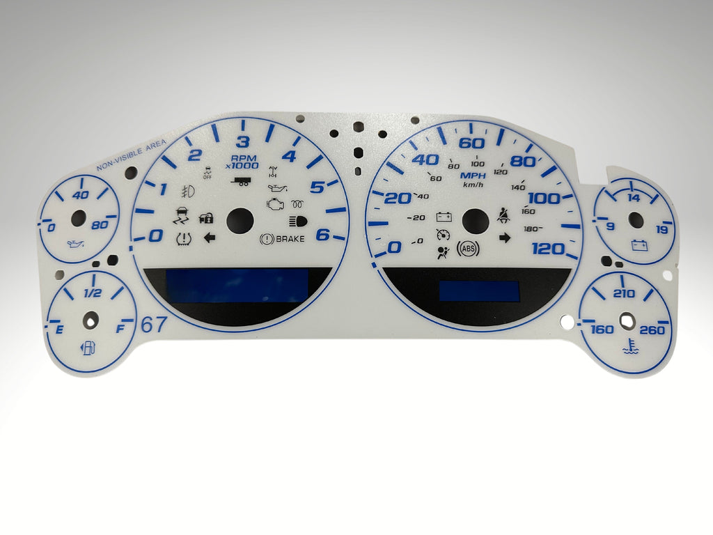 Custom White Gauge Face Overlay 2007-2013 Silverado Sierra Tahoe Gas Clusters