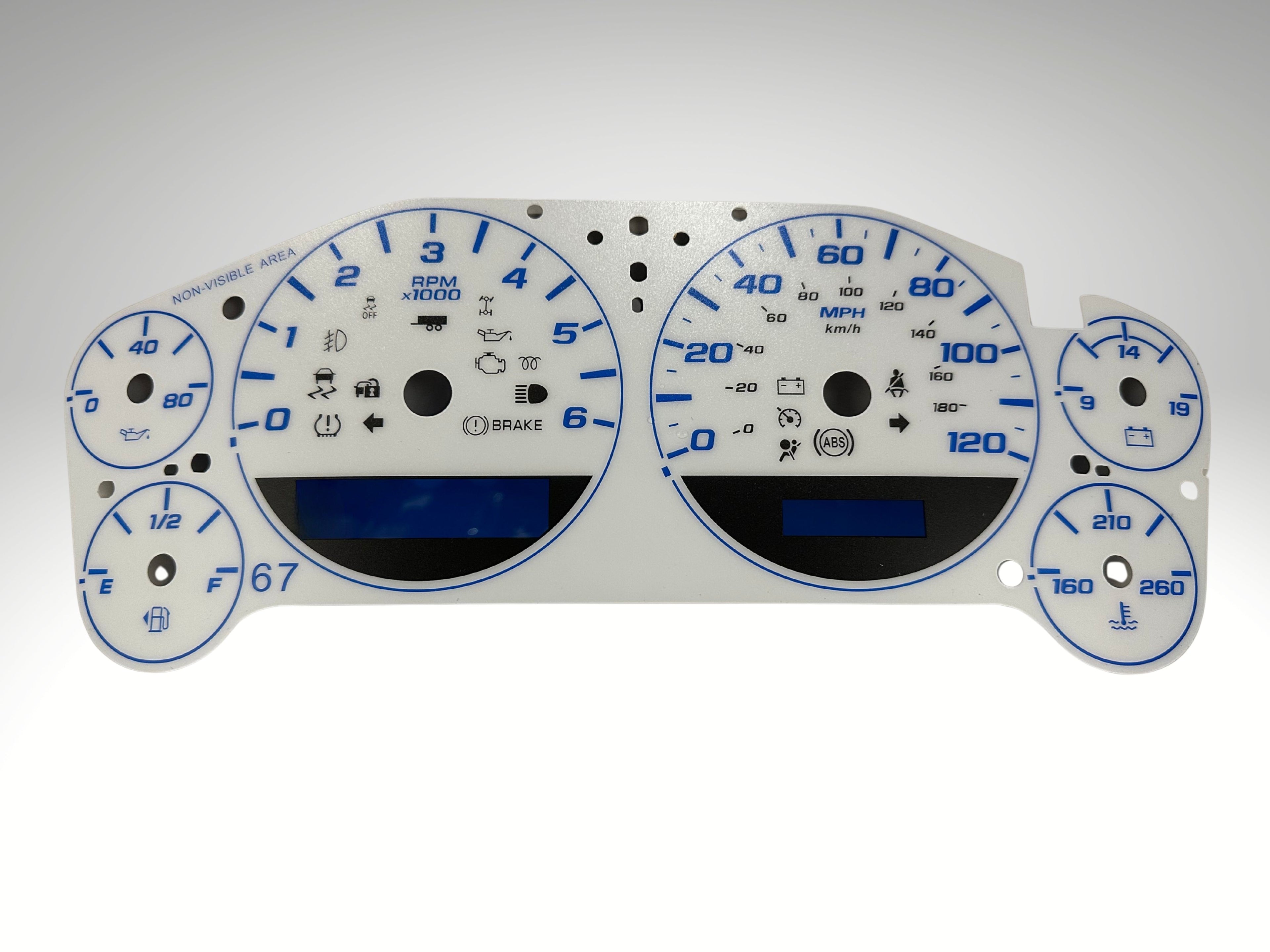 Custom White Gauge Face Overlay 2007-2013 Silverado Sierra Tahoe Gas Clusters
