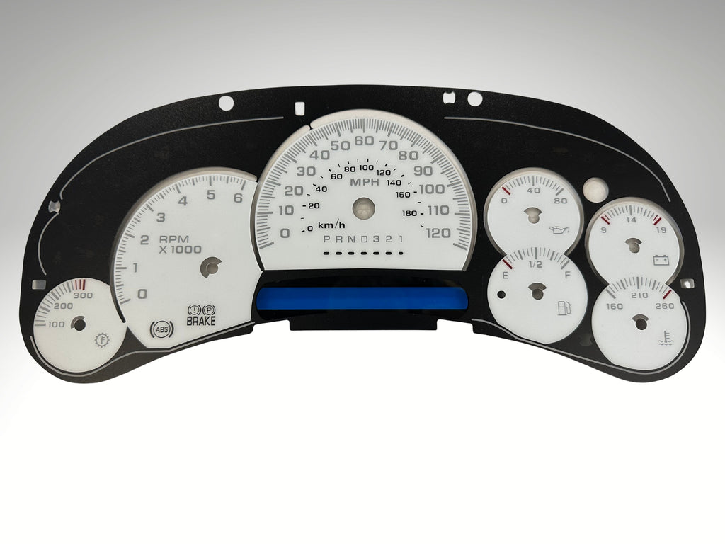 2006-2007 GM White face gauge overlay Led edition