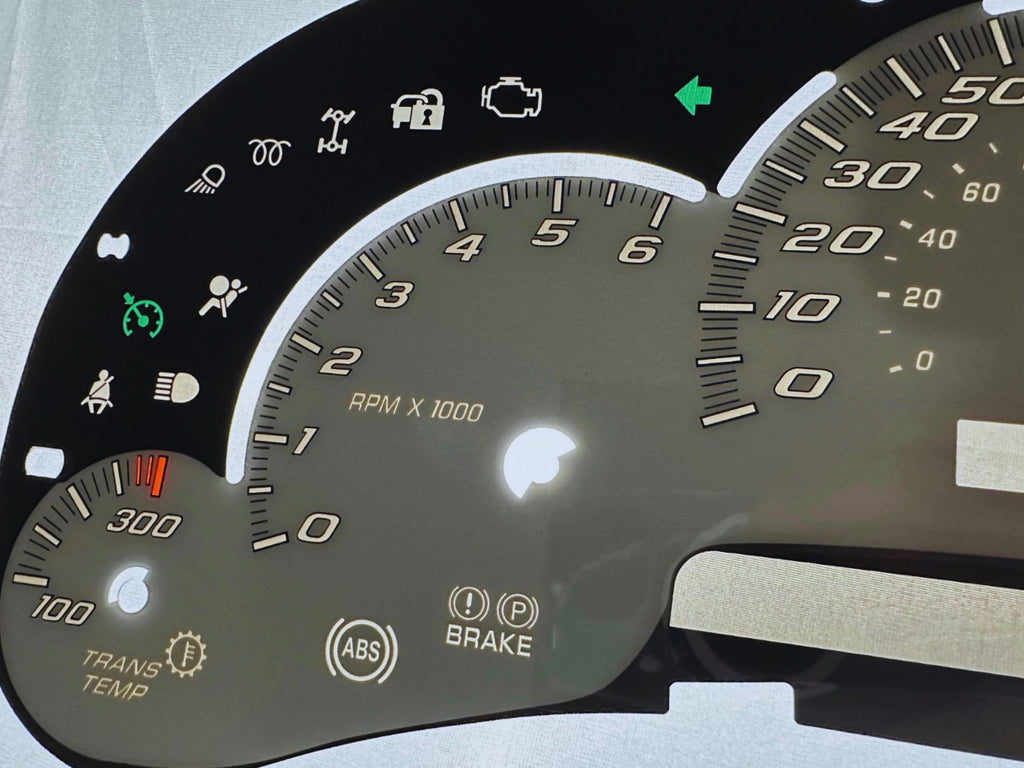 Silverado SS Gauge Face Overlay GM Clusters 03-05 Gas LED Edition